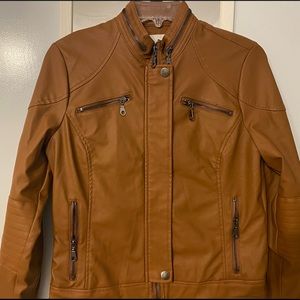 Brown Leather Jacket; Size Medium